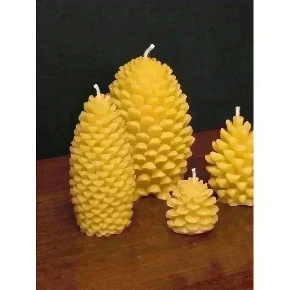 Handmade Beeswax Candle - Pine Cone Group  of 4 - Picture 3 of 5